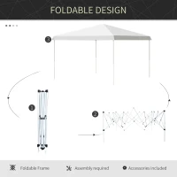 Outsunny 13' x 13' Pop Up Canopy Tent, Instant Sun Shelter, Tents for Parties, Height Adjustable for Outdoor, Garden, Patio, Parties, White(m-4)