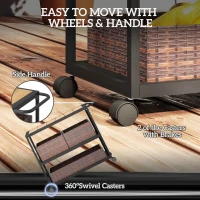 Outsunny Outdoor Bar Cart with Side Handle, 3-Tier Rolling Cart on Wheels with Removable Rattan Basket, Mixed-Brown(m-6)