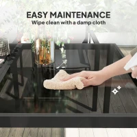 Outsunny 5 Piece Patio Dining Set with 4 Stackable Chairs, Tempered Glass Top, Rust-Resistant Metal Frame(m-7)