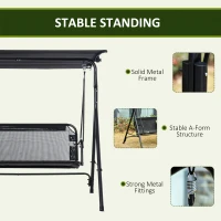 Outsunny 2-Seater Patio Swing Chair, Outdoor Adjustable Canopy Porch Swing with Armrests, Texeline Fabric and Steel Frame, Black(m-5)