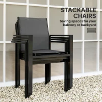 Outsunny 5 Piece Patio Dining Set with 4 Stackable Chairs, Tempered Glass Top, Rust-Resistant Metal Frame(m-5)