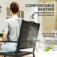 Outsunny 5 Piece Outdoor Dining Set w/ 4 Stackable Chairs, Rectangle Table, Tempered Glass Top, Steel Frame, Black(m-9)