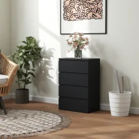 HOMCOM 4 Drawer Cabinet Storage Cupboard Freestanding Organiser Unit, Black(m-9)