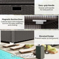 Outsunny Outdoor Towel Rack for Pool w/ Drawer & Cabinet, Dark Brown(m-6)