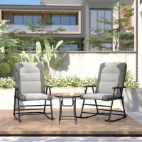 Outsunny 3-Piece Outdoor Foldable Rocking Chair Set, Light Grey(m-10)