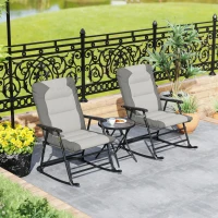 Outsunny 3-Piece Outdoor Foldable Rocking Chair Set, Light Grey(m-9)
