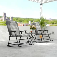 Outsunny 3-Piece Outdoor Foldable Rocking Chair Set, Light Grey(m-8)