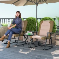 Outsunny 3-Piece Outdoor Foldable Rocking Chair Set, Light Brown(m-1)
