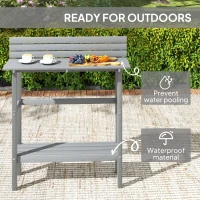 Outsunny 110cm Rectangle Outdoor Bar Table with Built-in Footrest, Slatted Top, Grey(m-6)