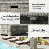 Outsunny Outdoor Towel Rack for Pool w/ Drawer & Cabinet, Gray(m-6)