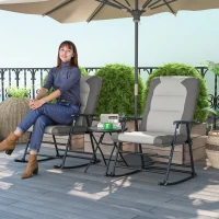 Outsunny 3-Piece Outdoor Foldable Rocking Chair Set, Light Grey(m-1)