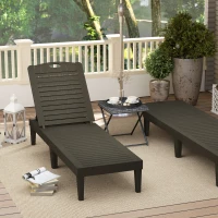 Outsunny Set of 2 lounger chair, Waterproof Resin Exterior Lounge Chairs with 4-Position Adjustable Backrest for Backyard, Black(m-10)