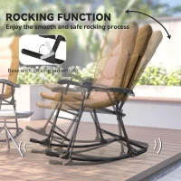 Outsunny 3-Piece Outdoor Foldable Rocking Chair Set, Light Brown(m-4)