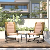 Outsunny 3-Piece Outdoor Foldable Rocking Chair Set, Light Brown(m-10)