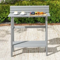 Outsunny 110cm Rectangle Outdoor Bar Table with Built-in Footrest, Slatted Top, Grey(m-9)