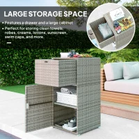 Outsunny Outdoor Towel Rack for Pool w/ Drawer & Cabinet, Gray(m-4)