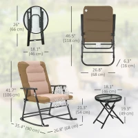 Outsunny 3-Piece Outdoor Foldable Rocking Chair Set, Light Brown(m-3)