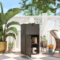 Outsunny Outdoor Towel Rack for Pool w/ Drawer & Cabinet, Dark Brown(m-10)