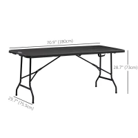Outsunny Foldable Patio Dining Table for 6, Rectangular Outdoor Table for Garden Lawn Backyard, Dark Grey(m-3)