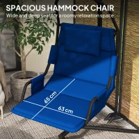 Outsunny Hammock Chair with Stand and PA Coating Cushion, Hanging Swing Chair with Steel Frame for Indoor and Outdoor, Dark Blue(m-4)