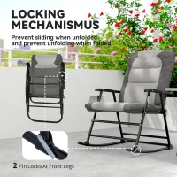 Outsunny Folding Rocking Chair Set of 2 Padded Rockers with Armrest, Light Grey(m-5)