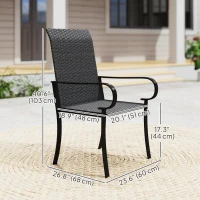 Outsunny 4 Piece PE Rattan Patio Dining Chairs with Steel Frame,  for Garden, Backyard, Pool Side, Porch, Black(m-3)