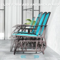 Outsunny 3 Piece Patio Glider Set Outdoor Gliders with Breathable Mesh Seat, Glass Top Table for Garden, Yard, Blue(m-4)