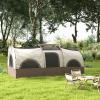 Outsunny 4-6 Person Camping Tent, 3 Room Cabin Tent, 3000mm Waterproof and UPF30+ with Sewn in Groundsheet and Carry Bag, Khaki(m-1)