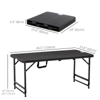 Outsunny Foldable Patio Dining Table for 4, Height Adjustable Outdoor Table for Garden Lawn Backyard, Dark Grey(m-3)