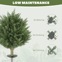 HOMCOM 24" Artificial Cypress Trees with Ground Stake, Set of 2 Artificial Plants for Indoor & Outdoor, UV Resistant, Green(m-5)