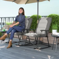 Outsunny Folding Rocking Chair Set of 2 Padded Rockers with Armrest, Light Grey(m-1)