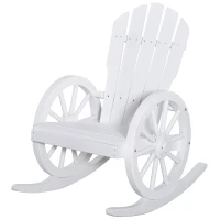 Outsunny Rustic Wood Adirondack Rocking Patio Chair w/ Slatted Design, Wheel Armrests(m-1)