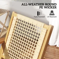 Outsunny Outdoor Lawn Rocking Chair Set of 2, Acacia Wood Patio Rocking Chairs with Wicker Back and Seat for Garden, Khaki(m-6)