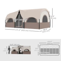 Outsunny 4-6 Person Camping Tent, 3 Room Cabin Tent, 3000mm Waterproof and UPF30+ with Sewn in Groundsheet and Carry Bag, Khaki(m-3)