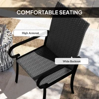 Outsunny 4 Piece PE Rattan Patio Dining Chairs with Steel Frame,  for Garden, Backyard, Pool Side, Porch, Black(m-5)