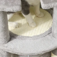 PawHut 71" Cat Tree, Cat Tower with Scratching Posts, Sisal Pad, Cat Condo, Bed, Hammock, Platforms, Toy Balls, Light Grey(m-10)