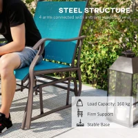 Outsunny 3 Piece Patio Glider Set Outdoor Gliders with Breathable Mesh Seat, Glass Top Table for Garden, Yard, Blue(m-6)