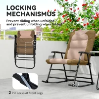 Outsunny Folding Rocking Chair Set of 2 Padded Rockers with Armrest, Light Brown(m-5)