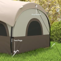 Outsunny 4-6 Person Camping Tent, 3 Room Cabin Tent, 3000mm Waterproof and UPF30+ with Sewn in Groundsheet and Carry Bag, Khaki(m-9)