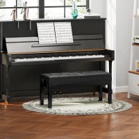 HOMCOM Piano Bench with Storage, Height Adjustable Piano Stool, PU Leather Tufted Keyboard Seat, Black(m-1)