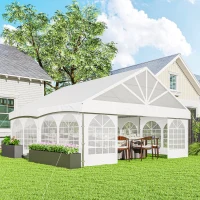 Outsunny 20' x 20' Heavy Duty Party Tent, Galvanized Outdoor Canopy Event Tent with Removable Window Sidewalls and Carry Bags(m-8)