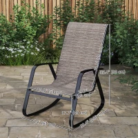 Outsunny Set of 2 Patio Rocking Chairs, Outdoor Rocking Chairs with High Backrest, Armrests for Backyard, Garden, Light Brown(m-3)