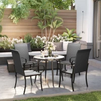Outsunny 4 Piece PE Rattan Patio Dining Chairs with Steel Frame,  for Garden, Backyard, Pool Side, Porch, Black(m-8)