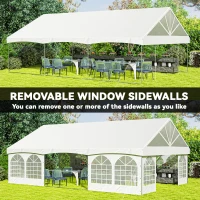 Outsunny 20' x 30' Heavy Duty Party Tent, Galvanized Outdoor Canopy Event Tent with Removable Window Sidewalls and Carry Bags(m-7)
