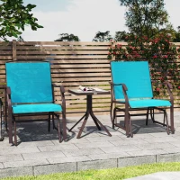 Outsunny 3 Piece Patio Glider Set Outdoor Gliders with Breathable Mesh Seat, Glass Top Table for Garden, Yard, Blue(m-8)