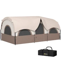 Outsunny 4-6 Person Camping Tent, 3 Room Cabin Tent, 3000mm Waterproof and UPF30+ with Sewn in Groundsheet and Carry Bag, Khaki(m-11)