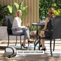 Outsunny 4 Piece PE Rattan Patio Dining Chairs with Steel Frame,  for Garden, Backyard, Pool Side, Porch, Black(m-6)