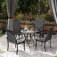 Outsunny 4 Piece PE Rattan Patio Dining Chairs with Steel Frame,  for Garden, Backyard, Pool Side, Porch, Black