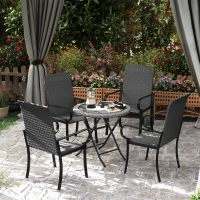 Outsunny 4 Piece PE Rattan Patio Dining Chairs with Steel Frame,  for Garden, Backyard, Pool Side, Porch, Black(m-1)
