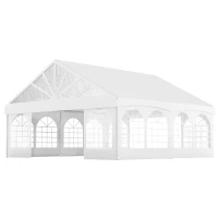 Outsunny 20' x 20' Heavy Duty Party Tent, Galvanized Outdoor Canopy Event Tent with Removable Window Sidewalls and Carry Bags(m-2)